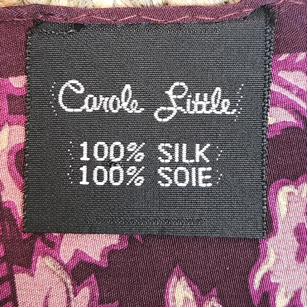 Carole Little Purple Floral Oblong Silk Scarf